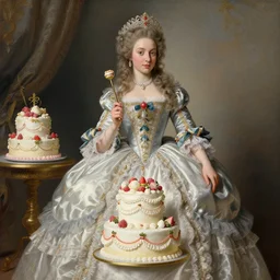 baroque rococo painting The Princess of Cake portrait Greg Hildebrandt Lisa Frank high detail fancy cake