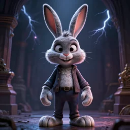 A extremely highly detailed majestic hi-res beautiful, highly detailed portrait of a scary terrifying creepy cartoon rabbit standing up wearing pants and a shirt in the style of 1960's Walt Disney animation, dramatic lightning, rim light, hyperrealistic, photorealistic, octante render, elegant, cinematic, high textures, hyper sharp, 8k, insanely detailed and intricate, graphic design, cinematic atmosphere, hypermaximalist, hyper realistic, super detailed, 4k HDR hyper realistic