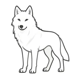 wolf template base lineart, little detail, full-body view, simple, black and white, coloring book style, high quality, HD, 8K