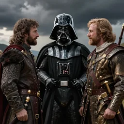 Darth Vader talking with William the Conqueror, digital art, realistic, artstation