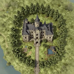d & d map of an abandoned mansion, 4 k, highly detailed