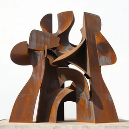 a highly detailed 4 k photorealistic abstract design of an sculpture built on corten steel in style of eduardo chillida, jorge oteiza, agustin ibarrola