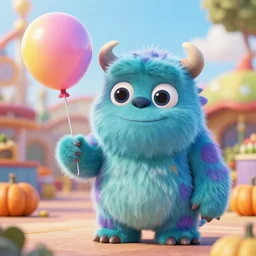 very beautiful portrait of a extremely cute and adorable fluffy chibi funny monster holding a ballon in amusement park, smooth, perfect face, fantasy, character design by mark ryden and pixar and hayao miyazaki, sharp focus, concept art, harvest fall vibrancy, intricate detail, cinematic lighting, hyperrealistic, diorama macro photography