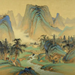 oil painting of beautiful ancient china landscape