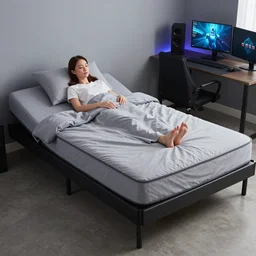 gardevoir on a bed gaming bed to be excat, with her mac never getting up for her whole lifespan