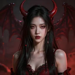 beautiful girl portrait, hell in the background, character concept style trending on artstation concept art detailed octane render cinematic photo-realistic 8k high detailed