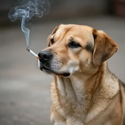 dog smoking a cigarette
