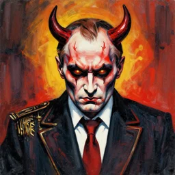 yeltsin in the image of the devil, art in color, scary art