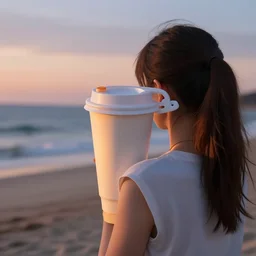 fantastic plastic beachfront coffee sound great sunset ponytail, soft detailed, mysterious atmosphere
