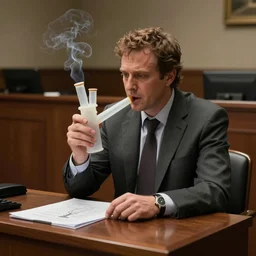 courtroom sketch jordan peterson lighting up a bong