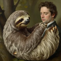 a sloth regretting its life choices by albert bierstadt and dan mumford and mœbius, hyperrealism, highly detailed, intricate details
