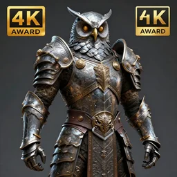 warrior with metal owl themed armour, highly detailed, 4 k, hdr, award - winning, octane render, artstation
