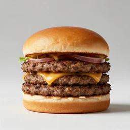 quadruple patty hamburger, commercial photography