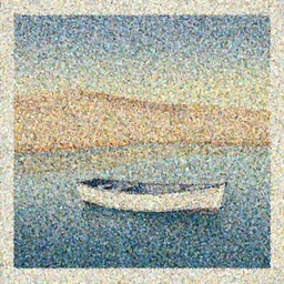 a boat in first plan floating on stylized on bassin d'arcachon, a sand dune in the background with the sky above, australian tonalism, pale gradients design, matte drawing, clean and simple design, outrun color palette. a vintage neo retro poster painted by Morandi, Agnes Pelton