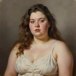 A portrait of a chubby beautiful woman, oil painting, majestic, detailed, high resolution