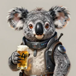 a portrait of an anthropomorphic cyberpunk koala holding a 4 0 oz beer, cyberpunk!, fantasy, elegant, digital painting, artstation, concept art, matte, sharp focus, illustration, art by josan gonzalez