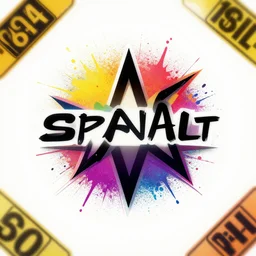 illustrator vector graphic logo for spatial movement, digital art, concept design, colourful spray paint splatters, health and safety decals, cinematic