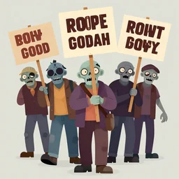 zombies carrying protestor signs