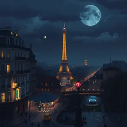 paris at night, digital art, trending on artstation