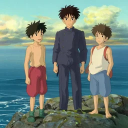 ocean, boys, in the style of studio ghibli, j. c. leyendecker, greg rutkowski, artgerm