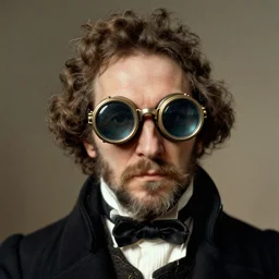 napoleon wearing big steampunk googles, photo by gustave baumann