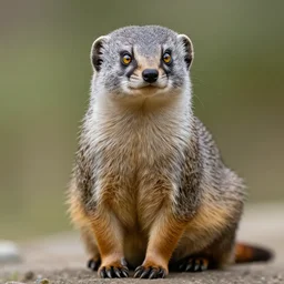 a beautiful mongoose stands in a threatening pose with golden eyes, wool with a blue tint and razor - sharp claws, james jean art, octane render, 8 k