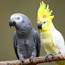 an african gray parrot mixed with a cockatoo