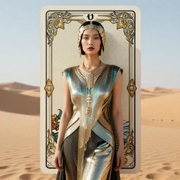 giesha demon, innovative avant - garde art, deco fashion, one asian woman!!!, highly detailed, photorealistic portrait by chad knight, serene desert setting, crisp quality and light reflections, octane render, tarot card with ornate border frame h - 1 0 2 4