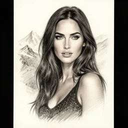 megan fox as beautiful mountains, double exposure effect, medium sized tattoo sketch, amazing detail, trending on pinterest, in the style of robin vandenabeele