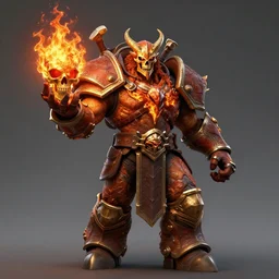 ragnaros the firelord wielding burning skull as a mask full body 8 k