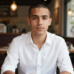 portrait of a ( ( ( un cafe ) ) ), ( ( bellaco guapo joven boricua pelo buzzed camisa blanca abierta y con un arete de diamante ) ), nubes y magia, el sol, concept character, by greg rutowski and mucha and bierstadt and remington, trending on artstation