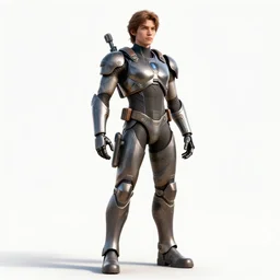 heroic cyborg soldier, detailed 3d character render, full body, standing, isolated on a pure white background, centered, whole figure in frame, sharp focus, studio lighting