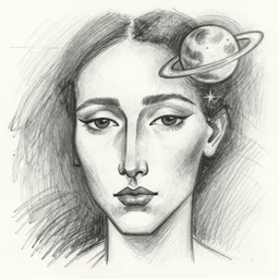 :: A face, a star, a planet, the sea, love :: Ink drawing :: Abstract art :: Pencil Sketch :: by Wassily Kandinsky
