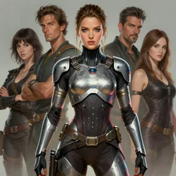 a stunning medium shot portrait of julianne hough as a futuristic warrior, digital art by frank frazetta and boris vallejo and julie bell and moebius, highly detailed, trending on artstation, hq