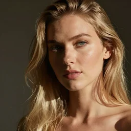 still closeup photo young blonde housewife