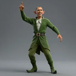 3 d render of barack obama as an elf, artstation, unreal engine 5, dynamic pose, official art, high resolution, highly detailed