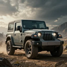 Mahindra Thar, an epic fantasy, dramatic lighting, cinematic, establishing shot, extremely high detail, photorealistic, cinematic lighting, artstation, by simon stalenhag, horizon forbidden west
