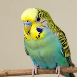 art of a budgie maniacally grinning with a glint in its eye