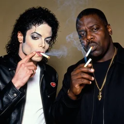 a photograph of michael jackson and biggie smoking a joint together in 1 9 9 2 - n 9