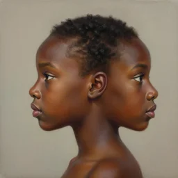 detailed side profile portrait painting of a black girl, realistic, artstation, symmetrical, digital painting, in the style of kehinde wiley, artem demura, krenz cushart