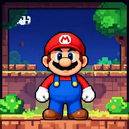 a psychologically scary super mario, 3 2 - bit pixel art, game scene