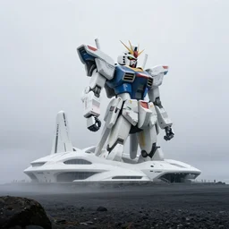 surreal romantic mecha covenant gundam horizontal building, futuristic berserk white architecture in the beach in iceland, foggy, highly detailed, digital painting, arstation, concept art, hyperealistic octane render, unreal engine, by ruan jia