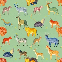 escher style pattern of colorful animals