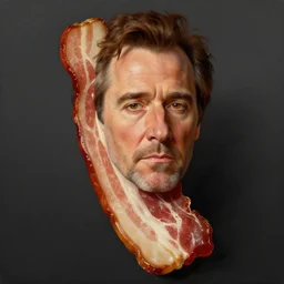 ultra detailed kevin bacon shaped exactly like a bacon rendered by octane digital painting inspired by arcimboldo