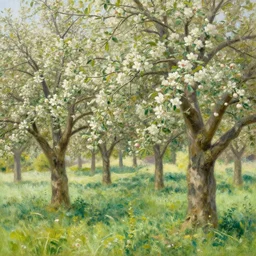 a grove of apple trees by thomas kinkade