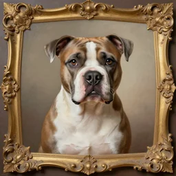 baroque rococo painting The Fancy Royal Pit Bull  portrait Greg Hildebrandt high detail cute puppy