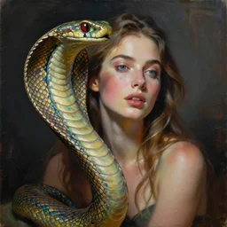 a painting of a woman portrait, cobra ( art movement )