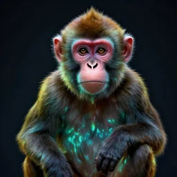 glowwave portrait of monkey, au naturel, hyper detailed, digital art, trending in artstation, cinematic lighting, studio quality, smooth render, unreal engine 5 rendered, octane rendered, art style by klimt and nixeu and ian sprigger and wlop and krenz cushart.