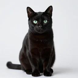 studio photo of a black cat|green eyes