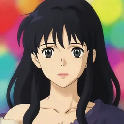 symmetry!! anime art portrait character, concept art, anime key visual of elegant, black hair and large eyes, finely detailed perfect face delicate features directed gaze, vibrant colourful background, bokeh, sharp focus, illustration, trending on pixiv fanbox, artstation, studio ghibli, extremely high quality artwork,